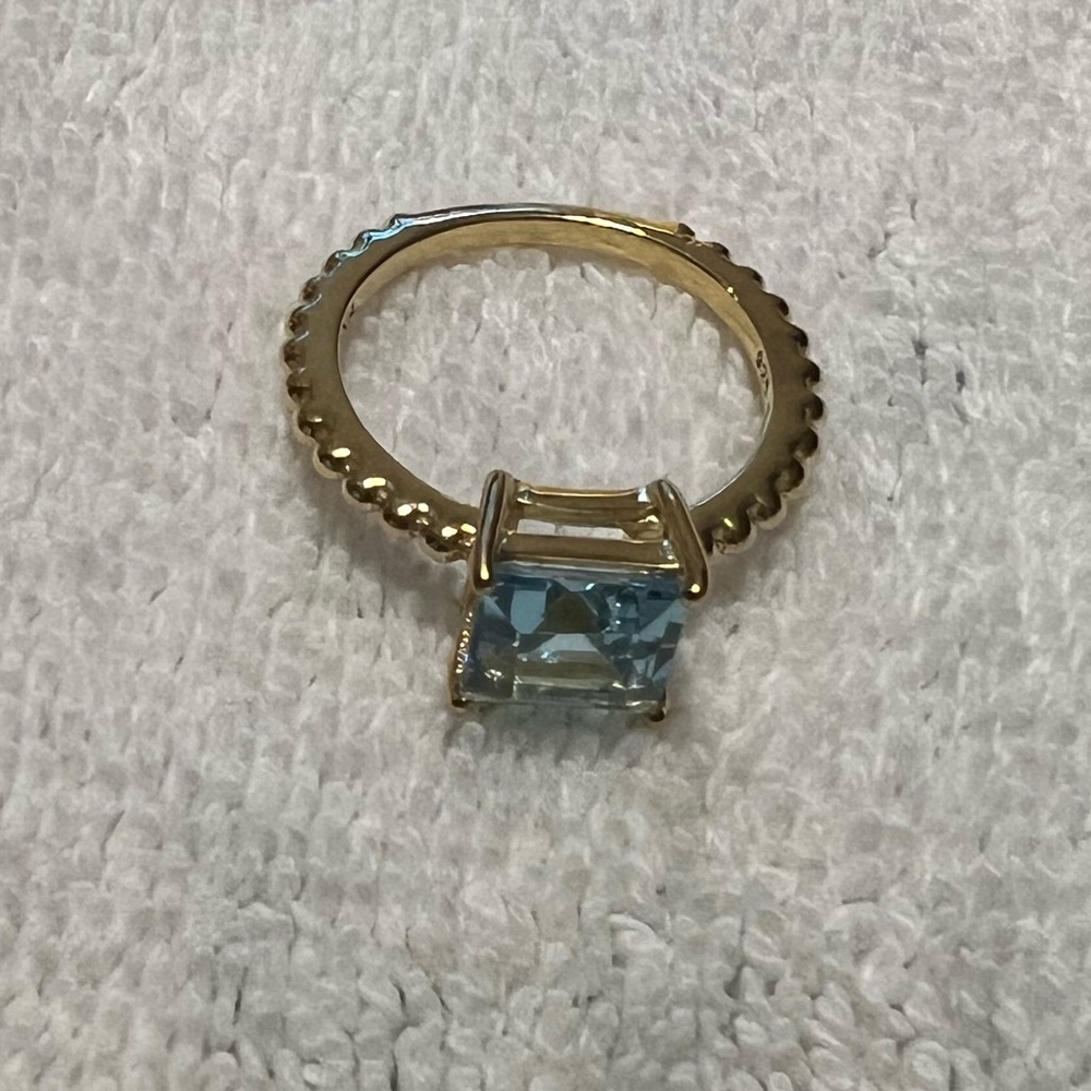Judith Ripka Blue Topaz Gold Ring - Picture 4 of 12